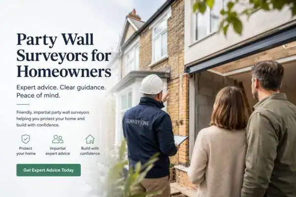 Image of couple with Party wall survey from Survey One Bristol